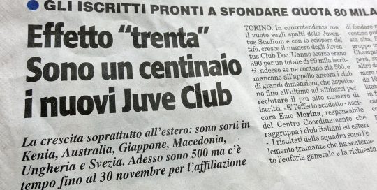 Juventus Club DOC in TuttoSport